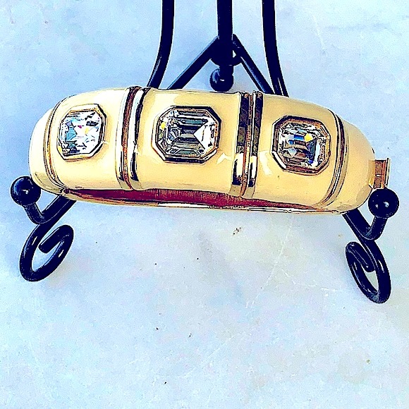 KENNETH JAY LANE BRACELET BANGLE CLAMPER CRYSTAL VINTAGE - Picture 2 of 12